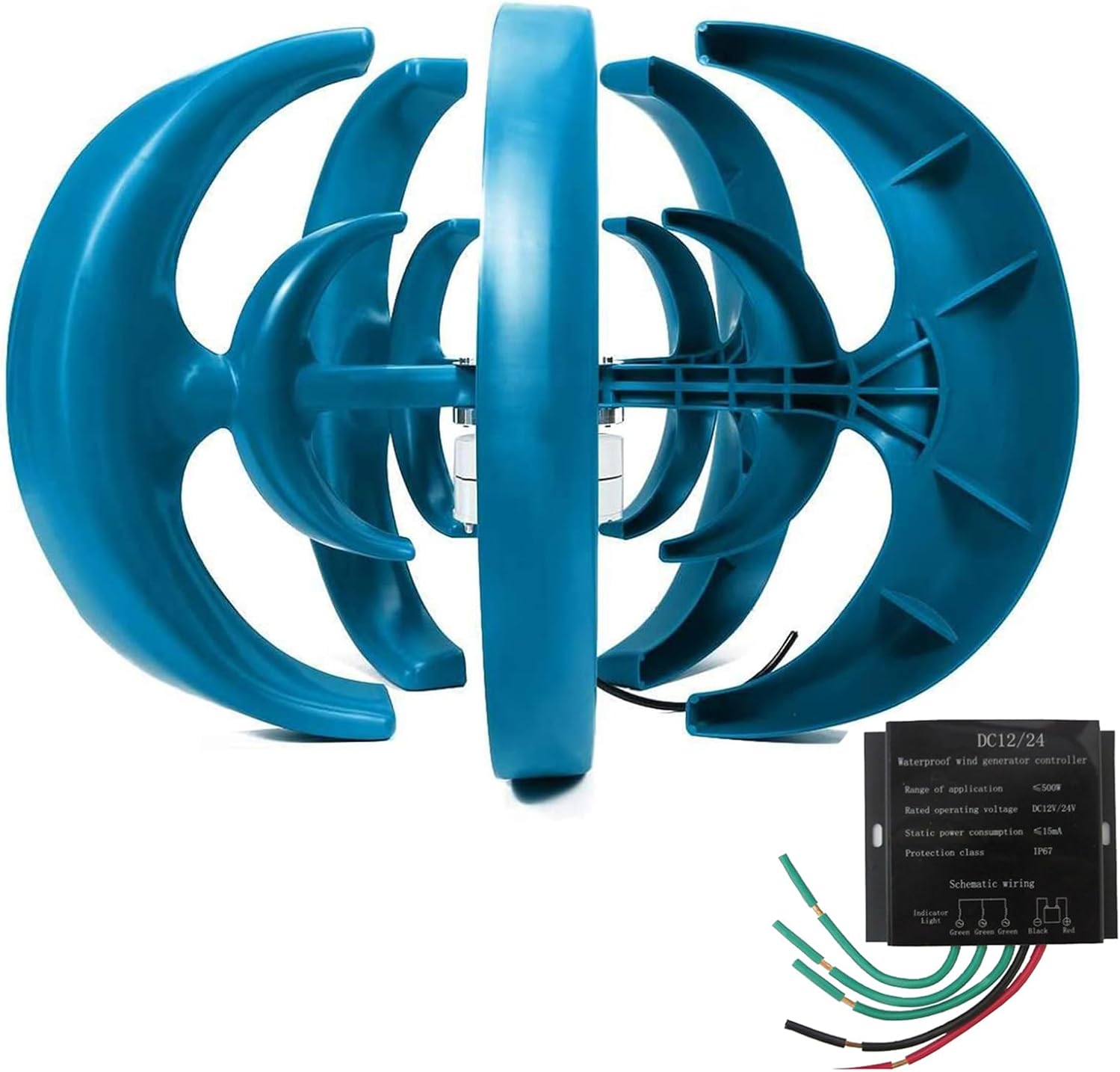 9000W Wind Turbine Generator Kit, 12V-220V 5-Blade Vertical Axis Wind Turbines Generator Kit with 2M/S Rated Wind Speed, Windmill Generators Suit