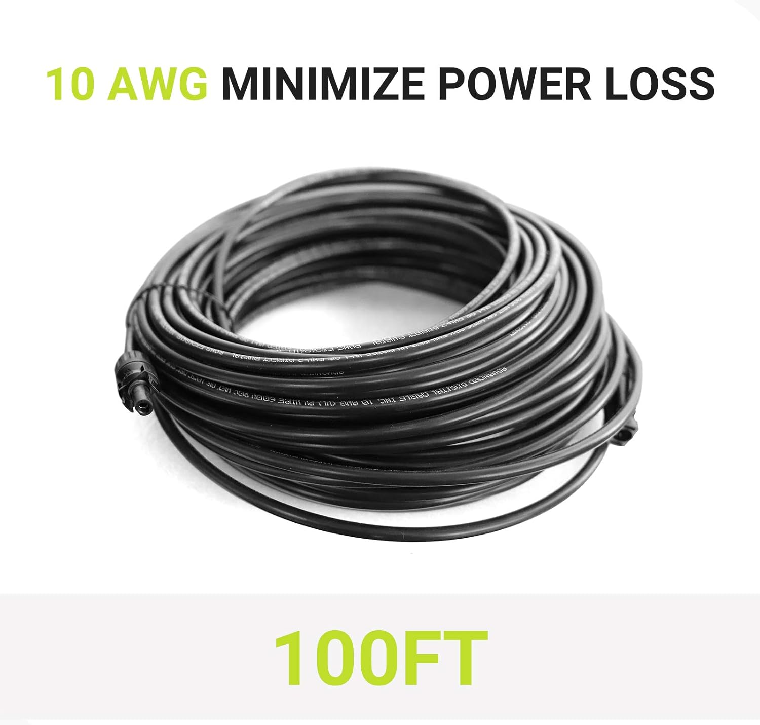 Newpowa 6FT 15FT 30FT 50FT 100FT(Feet) 10AWG(6mm²) Solar Extension Cable with Male/Female Solar Panel Connectors Weatherproof for PV Outdoor Use,One Tinned Copper Black