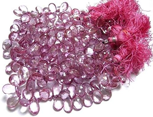 13 inch natural beads strand of 7x6-9x6mm faceted pear pink topaz gemstone briolletes beads for DIY jewelry - necklace, bracelet, earring, ring.