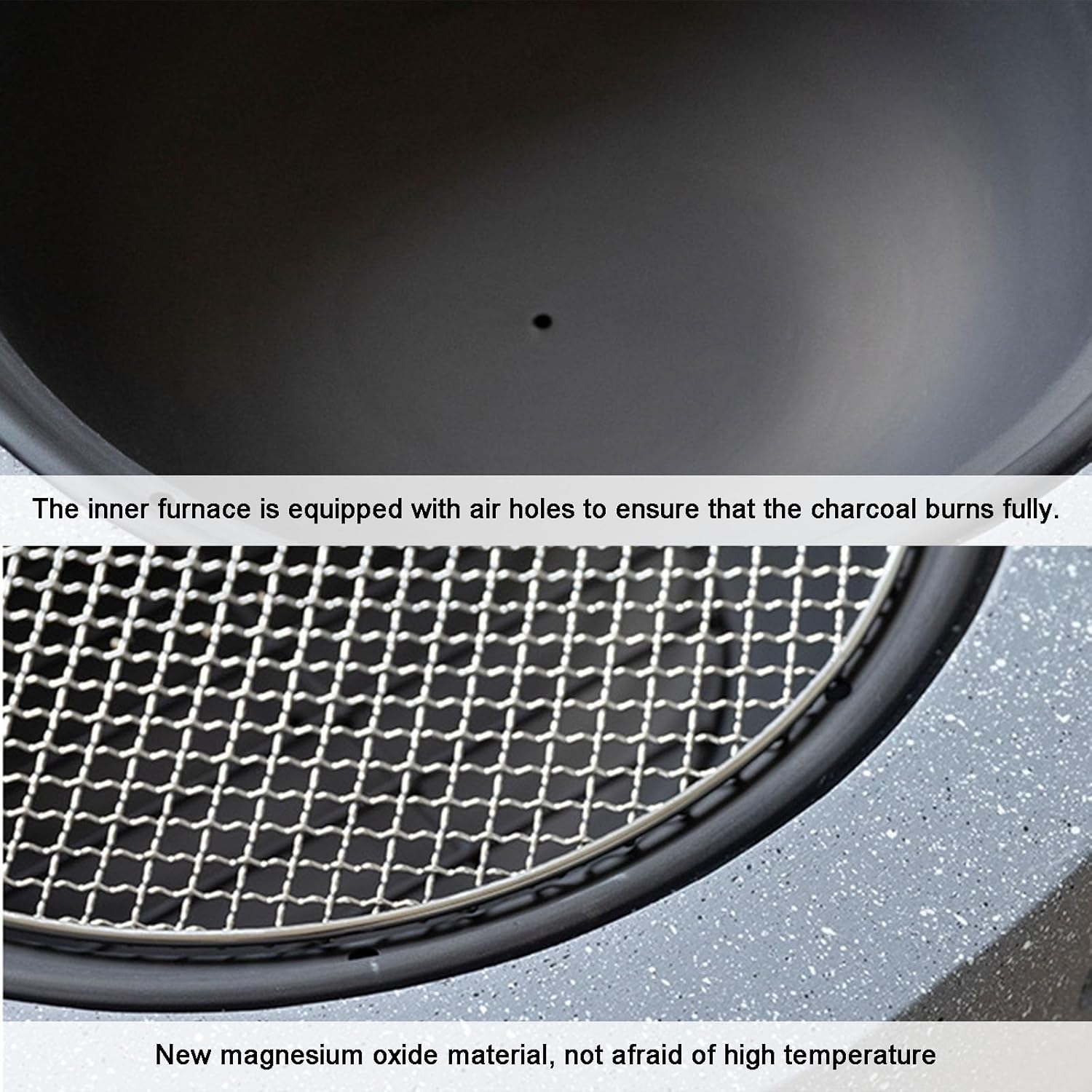 Clay Charcoal Stove Portable Grill, 18/24In Outdoor Fire Pit Table, Barbecue and Charcoal Stove, Gray,Small