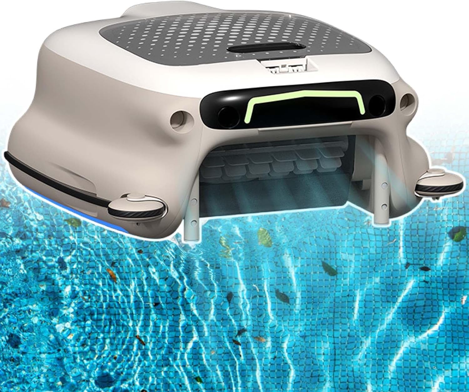 Professional Robotic Pool Cleaner, Swimming Pool Cleaning Machine, Adjustable Speed, Self-Parking, for Leaves/Hair/Sediment/Pollen