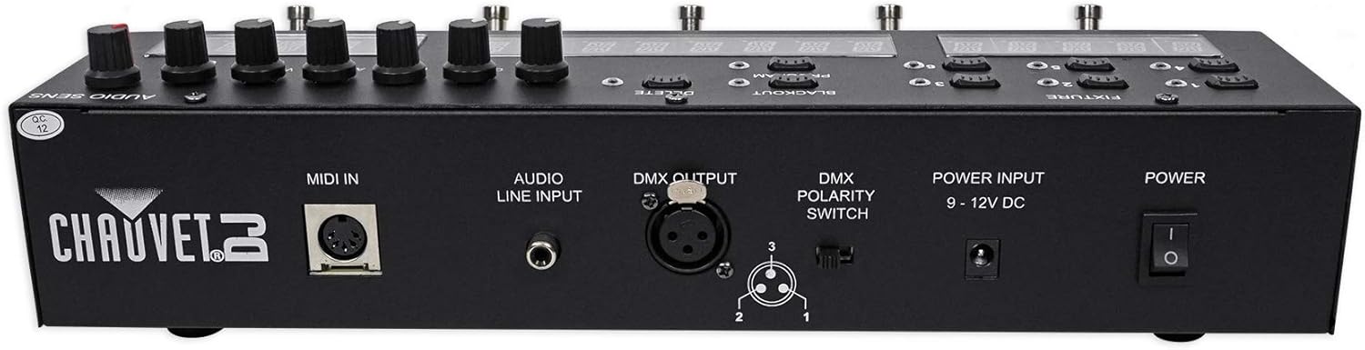 Chauvet DJ Foot C-2 36-Channel DMX Foot Controller w/MIDI Input+LCD Display Bundle with RockvilIe DJ1500 DJ Headphones w/Detachable Coil Cable, Case+Extra Ear Pad