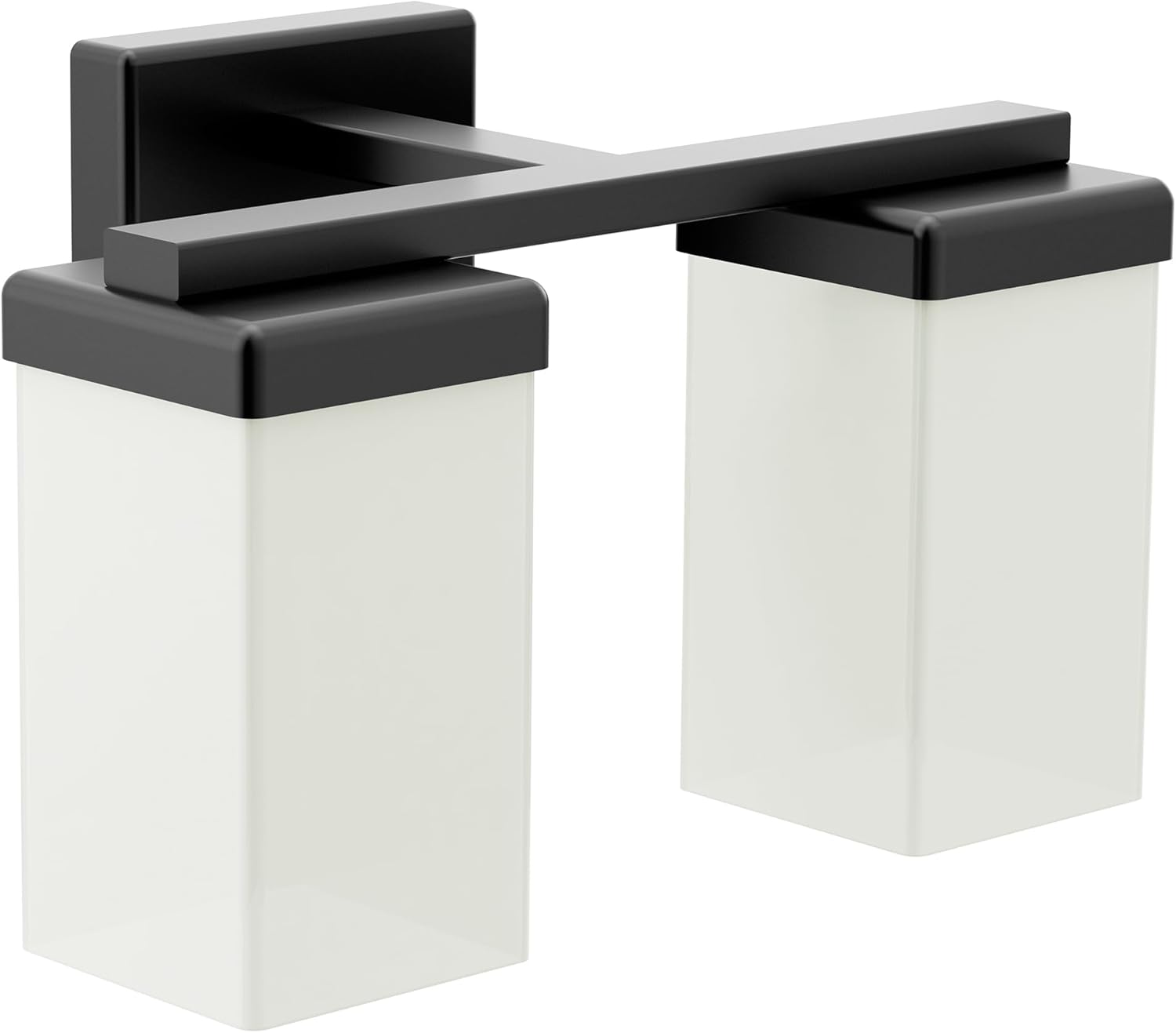 Moen 90 Degree Matte Black 2-Light Dual-Mount Bath Bathroom Vanity Light Fixture with Frosted Glass, YB8862BL