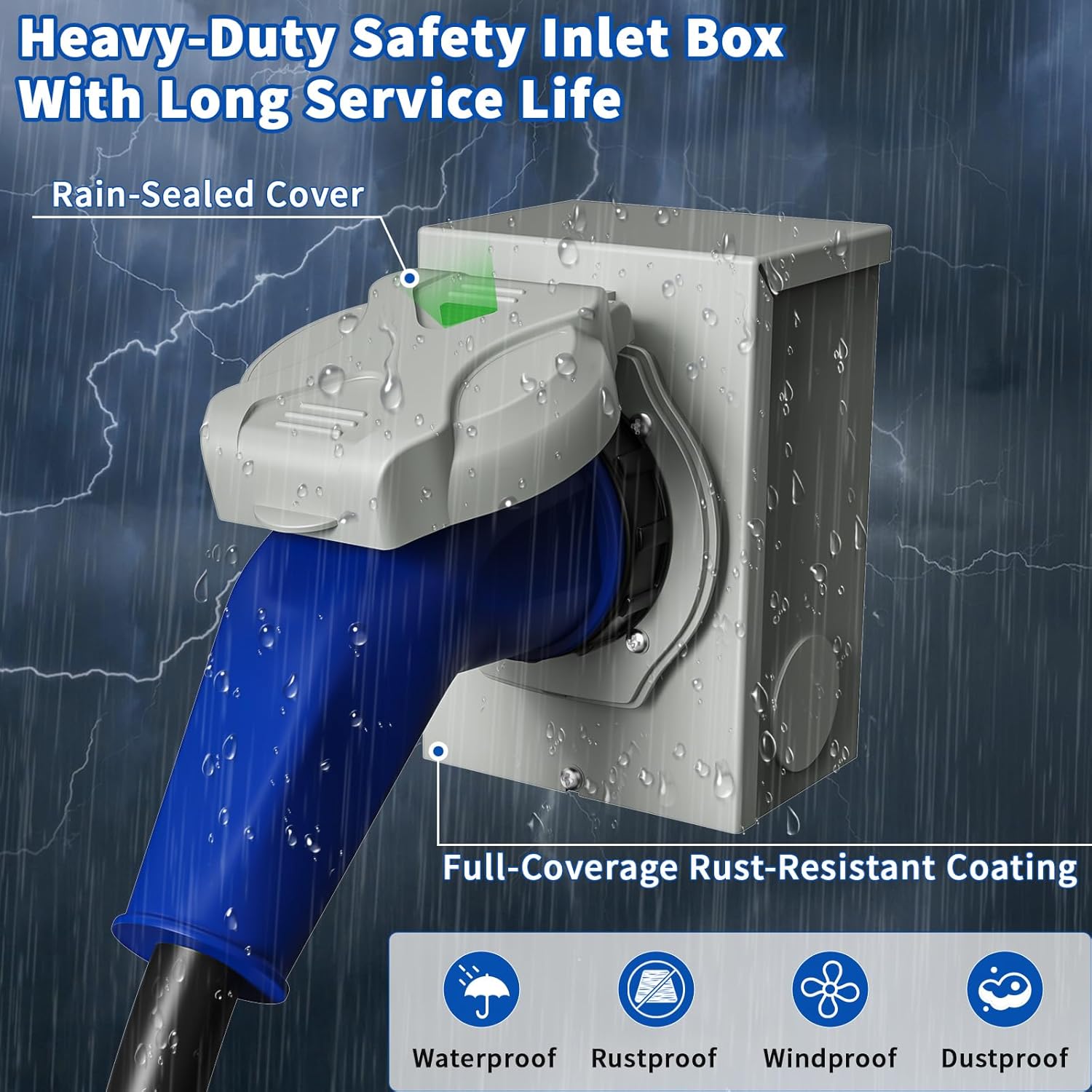 30 Amp Generator Cord and Power Inlet Box, 25FT Generator Extension Cord 30 Amp,125V Generator Power Cord NEMA TT-30P to NEMA L5-30R 135 Degree Twist Lock Connector ETL Listed