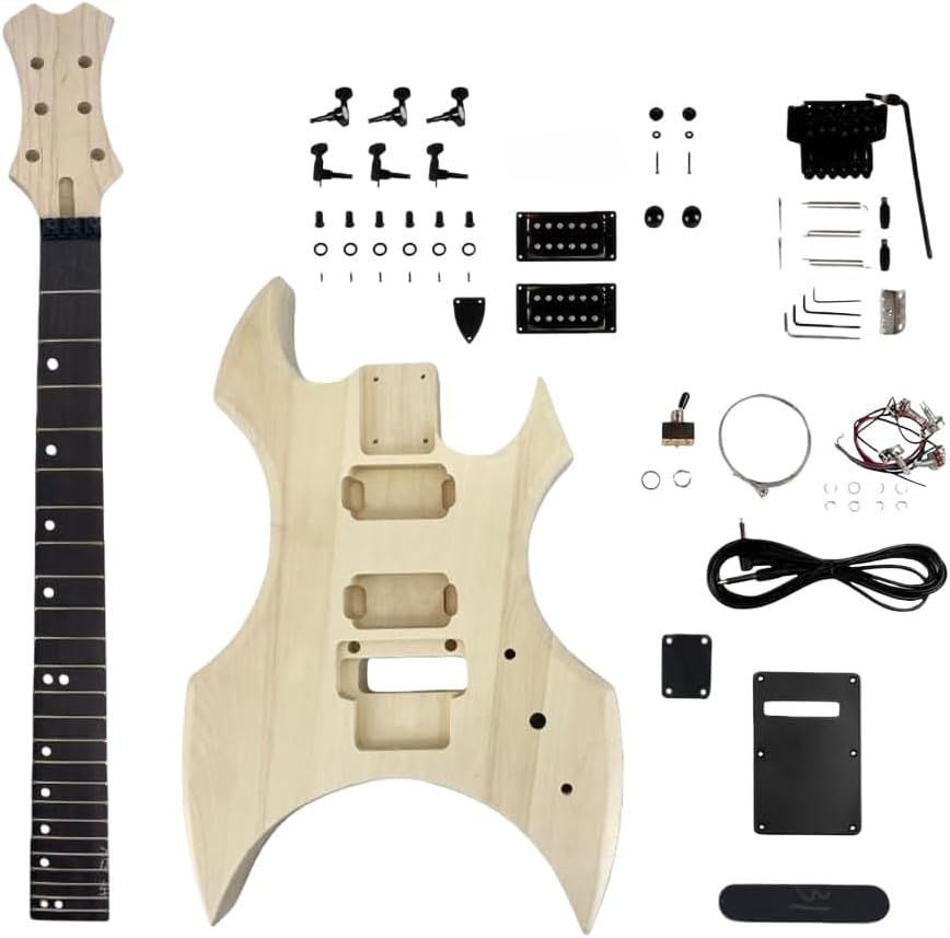 Electric Guitar Kit Basswood guitar body 24 fret 25.5 inch Mahogany Neck Rosewood Fretboard Bolt on heel Build your own guitar kit