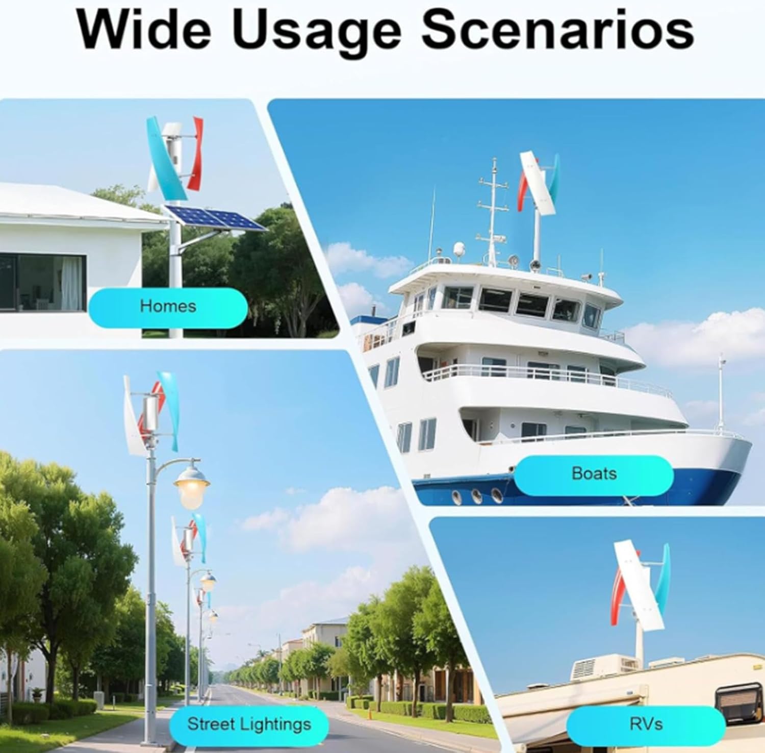 10000W Low Speed No Noise Vertical Wind Turbine Generator Kit, with Controller 12V 24V 48V 3 Blades Easy Installation with Auto Wind Direction Adjustment