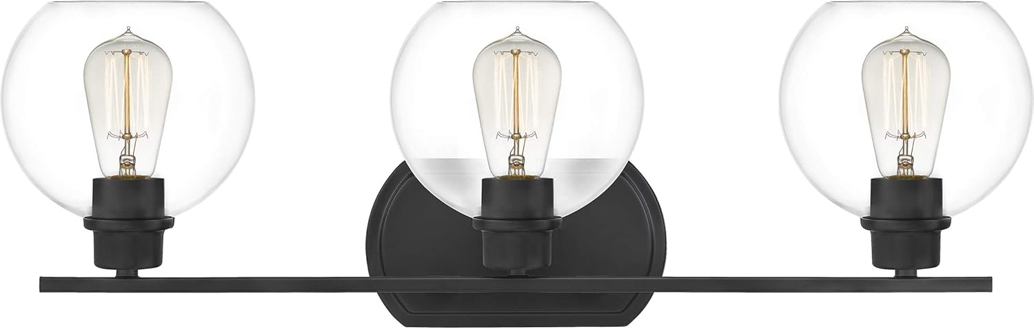 Quoizel PRUC8626MBK Pruitt Blueprint Vanity Bath Lighting, 3-Light 100 Watts, Matte Black