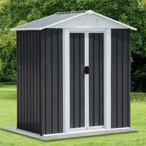 Aluminum Frame Outdoor Storage Shed, 5x3 Feet, Pointed Design, with Metal Base for Corrosion Resistance and Rust Prevention
