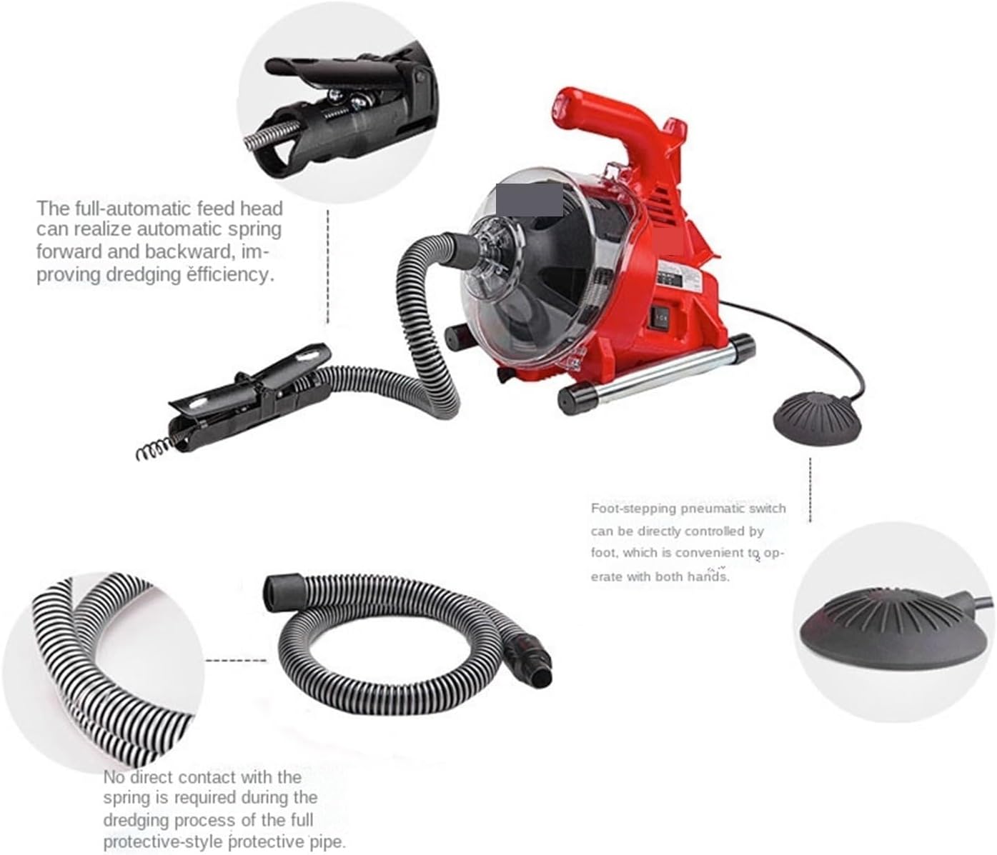 Electric Sewer Pipe Dredging Machine Toilet Kitchen 19-28MM Pipe Cleaning Machine Pipe Dredger Drain Cleaner 120W with Efficiency