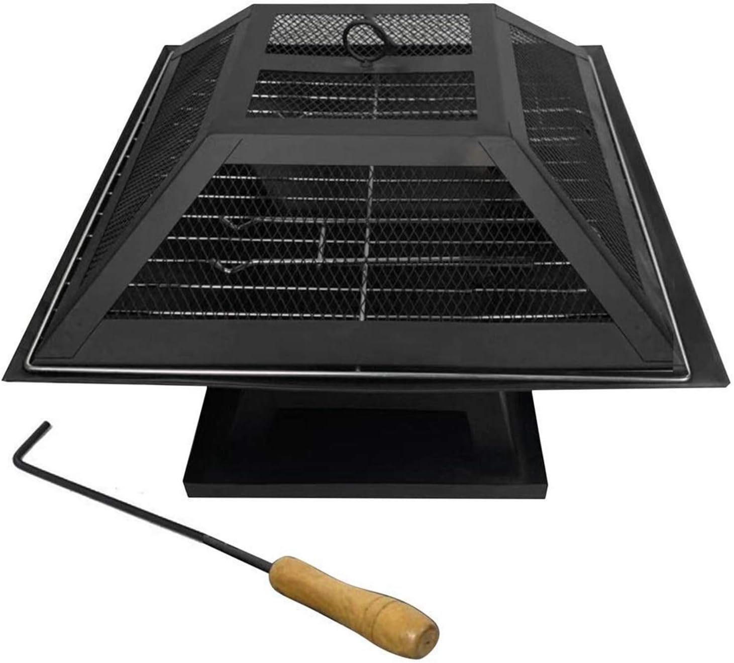 Stainless Steel Outdoor Fire Pit BBQ Grill Firepit Garden Portable Barbecue Patio Table Charcoal Square Heating Stove Courtyard