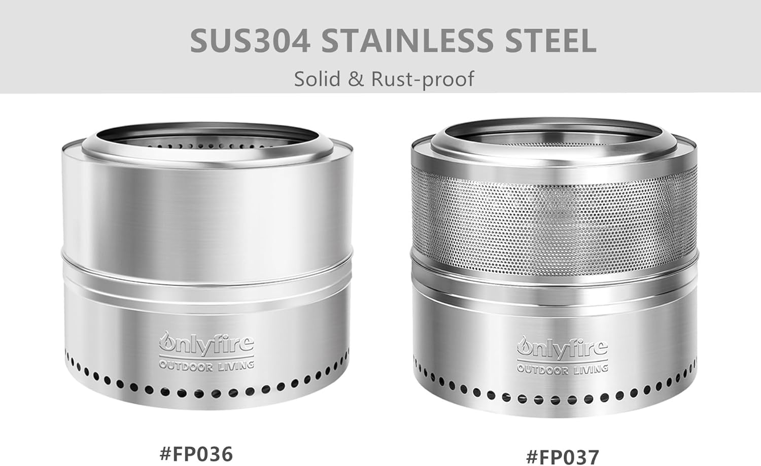 ONLYFIRE OUTDOOR LIVING Wood Burning Fire Pit with Carrying Bag, 19.5” Detachable Portable Firepit for Camping Tailgating Patio Backyard Bonfire, Smokeless Fireplace, Stainless Steel FP036