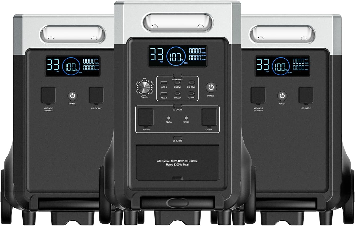 AFERIY 11520Wh Portable Power Station,P310 with 2 Extra Battery,120V 3600W Expandable Capacity LiFePO4 Battery Backup,Solar Generator for Home Use,Outdoor Camping,Power Outage,Camping,RV,Emergencies