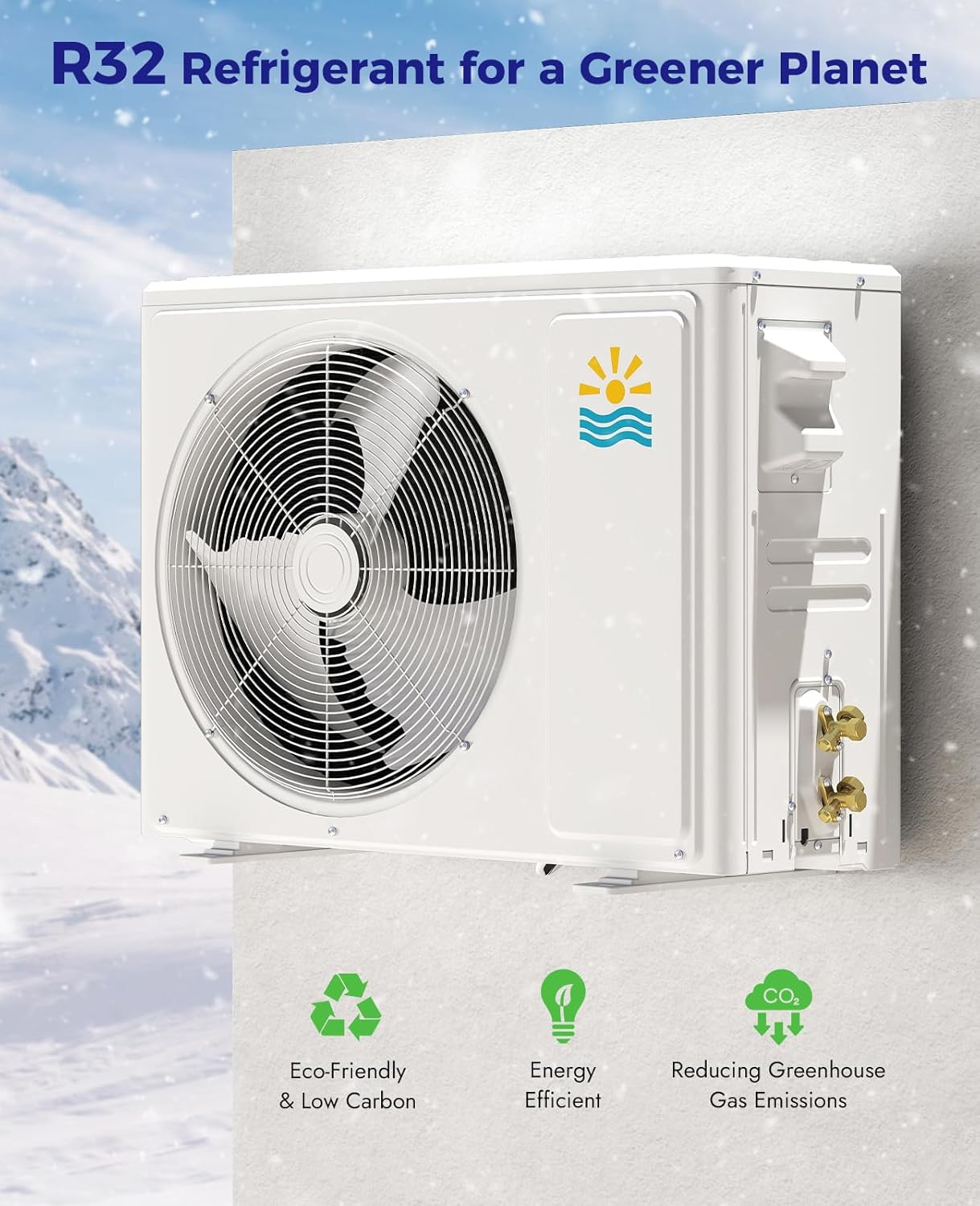 18000 BTU Mini Split Ac/Heating System - 19 SEER2 Mini Split AC Unit with Heat Pump, 230V Energy Efficient Ductless AC Unit Up to 1250 Sq.Ft with Installation Kit