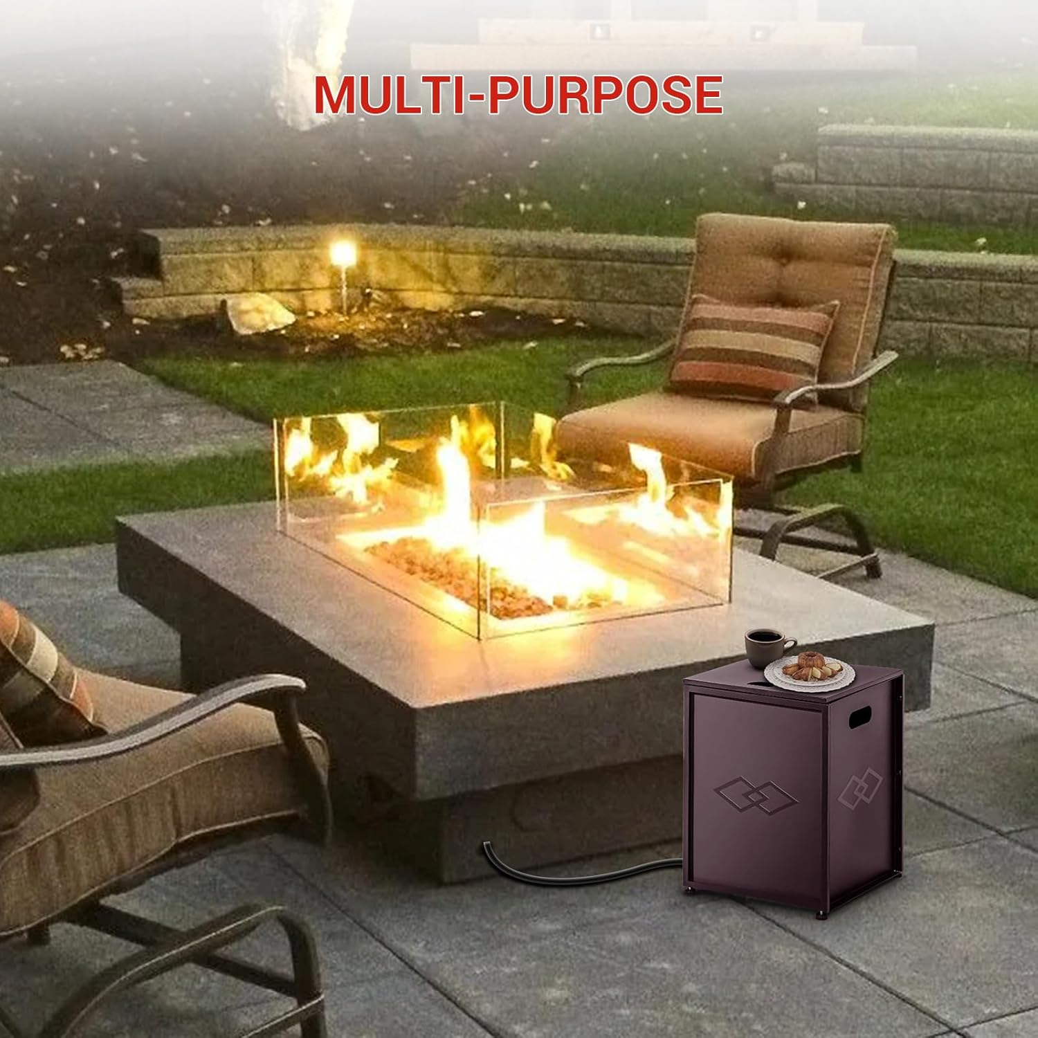 Garvee Propane Tank Cover Table, 20 LB Propane Tank Storage Box, Outdoor Tank Hideway Table for Patio or Garden, for Gas Fire Pits, Brown