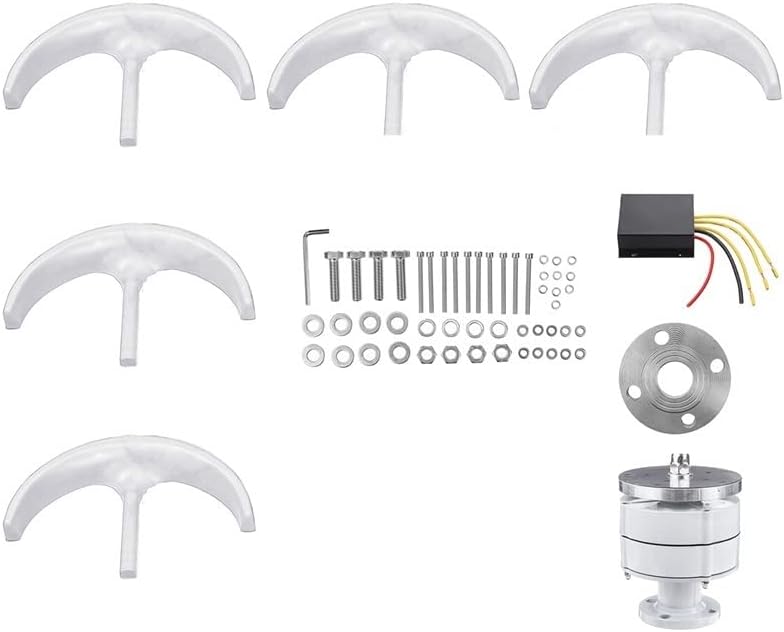 Wind Turbine Generator Kit, 1000W Wind Turbine 12v 24v Vertical Axies Wind Generator Small Windmill Energy With MPPT Charge Controller Homeuse for Hybrid Solar Wind System(White,MPPT CONTROLLER_12V)