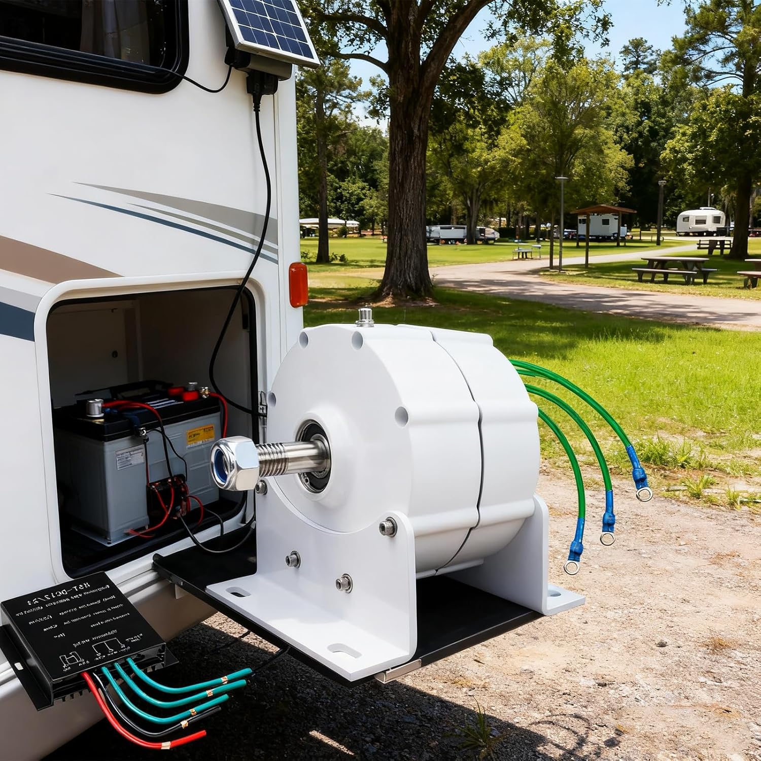 12V 24V 48V Permanent Magnet Alternator,14000W 3 Phase Gearless Permanent Magnet AC Alternators for Wind Water Turbine Diesel Engine(White with Base)