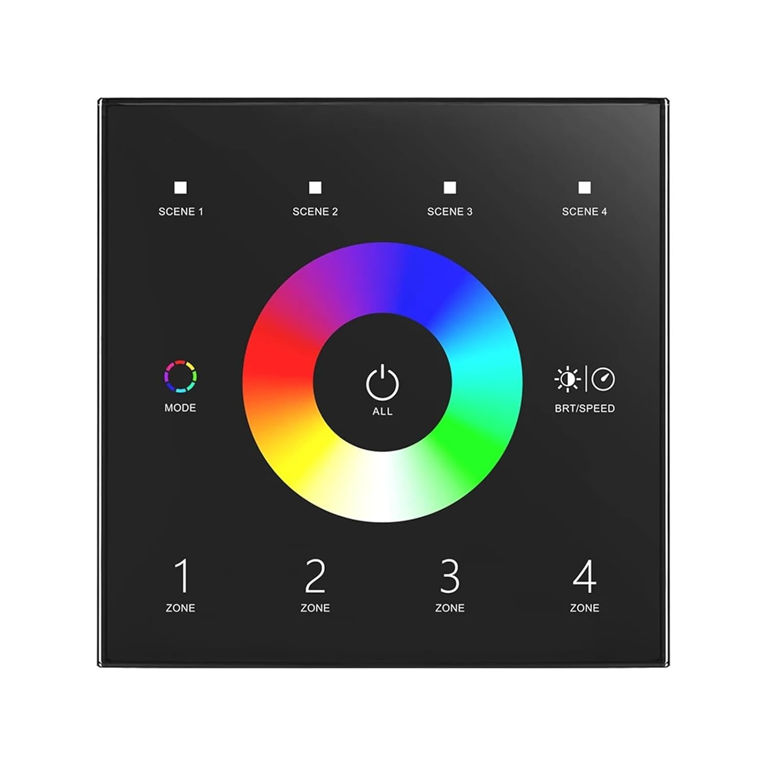 12-36V 512 decoding Control Wall Switch Touch Panel RGBW Controller Wall Mounted Output T13 Signal LED Light Strip Controller(Black)