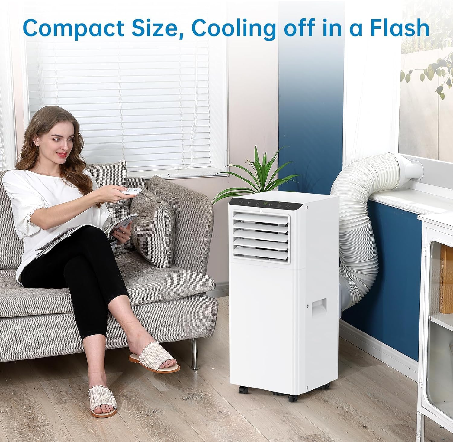 8,000 BTU Portable Air Conditioner, AC Unit Portable for Room up to 350 sq.ft, with Cools/Fan/Dehumidifier, Remote Control, 24H Timer, Bedroom Apartments Office