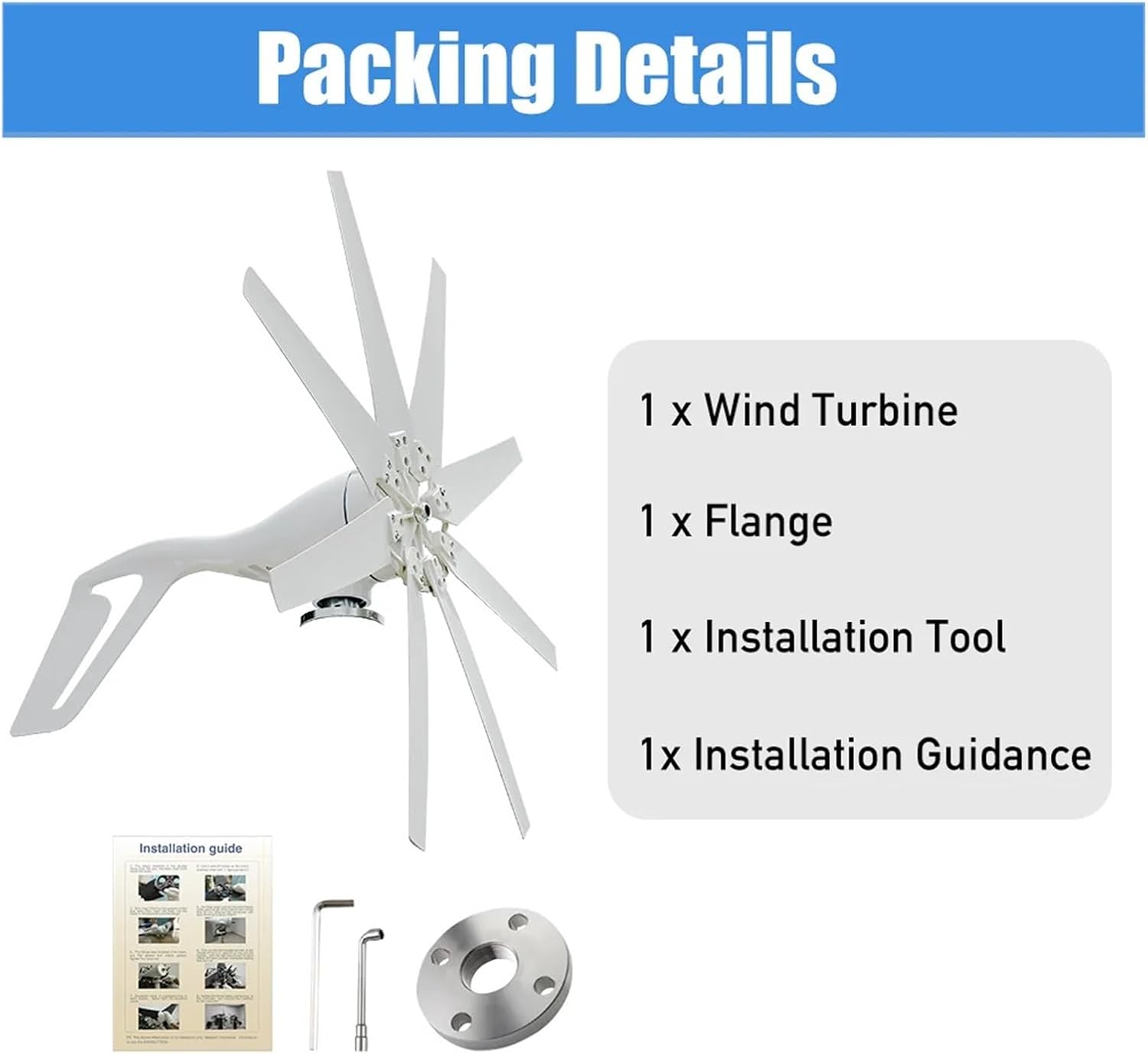 High Efficiency 2000W Horizontal Axis Wind Turbine Windmill 12V 24V 48V Free Energy Permanent Magnet Generator Home Appliance Low Starting Speed for Home(with Hybrid Charger,24V)