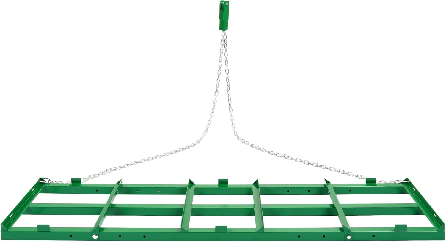 6FT Drag Harrow Driveway Grader Tow Behind Drag Lawn Leveling Rake for UTV ATV Tractor Mower Land Leveler Lawn Leveling Rake W/ 4FT Chain Steel Green Powder Coated
