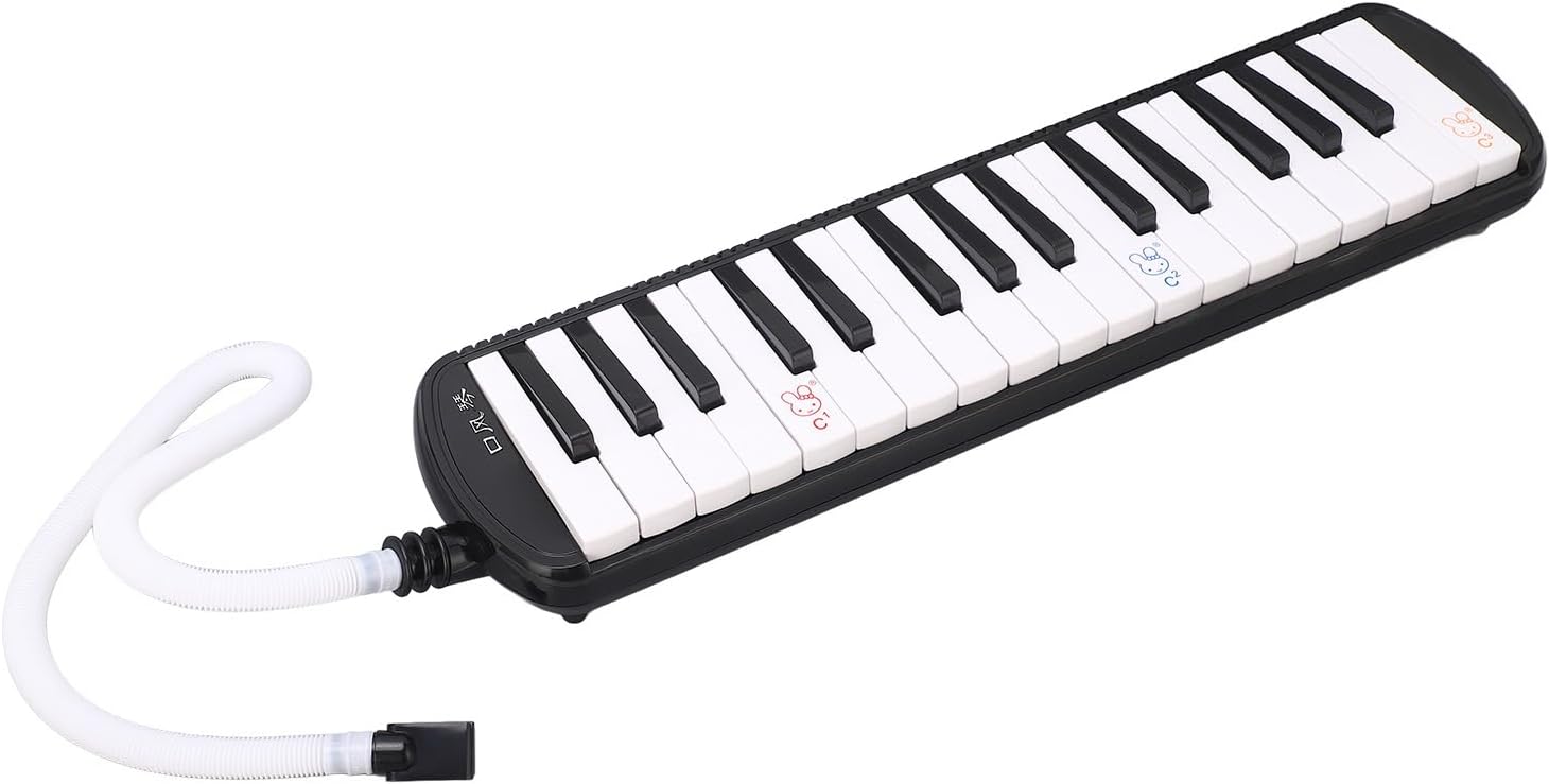 32 Keys Melodica Instrument, Mouthpiece Melodica Air Piano Keyboard Musical Instrument with Carrying Bag (Black)