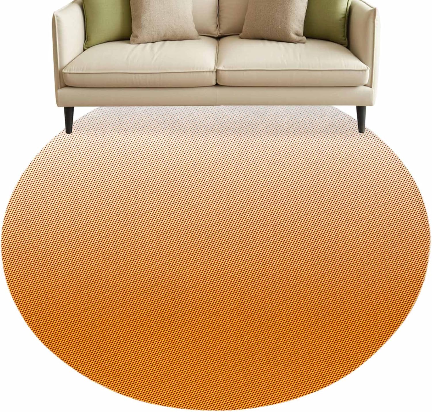 Roung Area Rug Fluffy Carpet,7ft Modern Orange Gradient Art Soft Shaggy Circle Rugs Non-Slip Accent Floor Mat for Living Room Bedroom Nursery Office Decor,Abstract Polka Dot