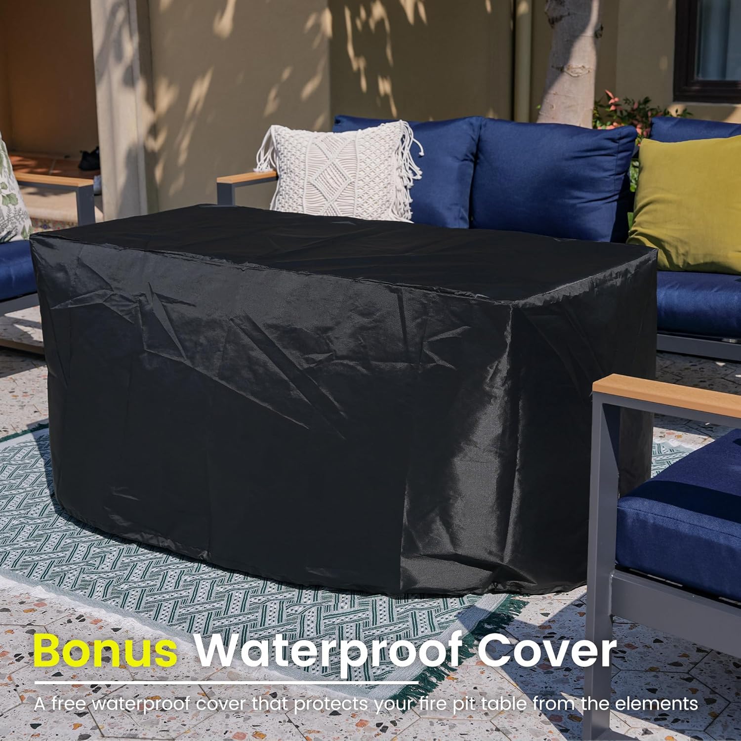 Sundale Outdoor 52 Inch Outdoor Fire Pit Table, 50,000 BTU Propane Fire Pits with Storage Shelf, Glass Wind Guard and Lid, Wicker Patio Gas Fire Pit for Outside Patio and Garden, CSA-Listed(Brown)