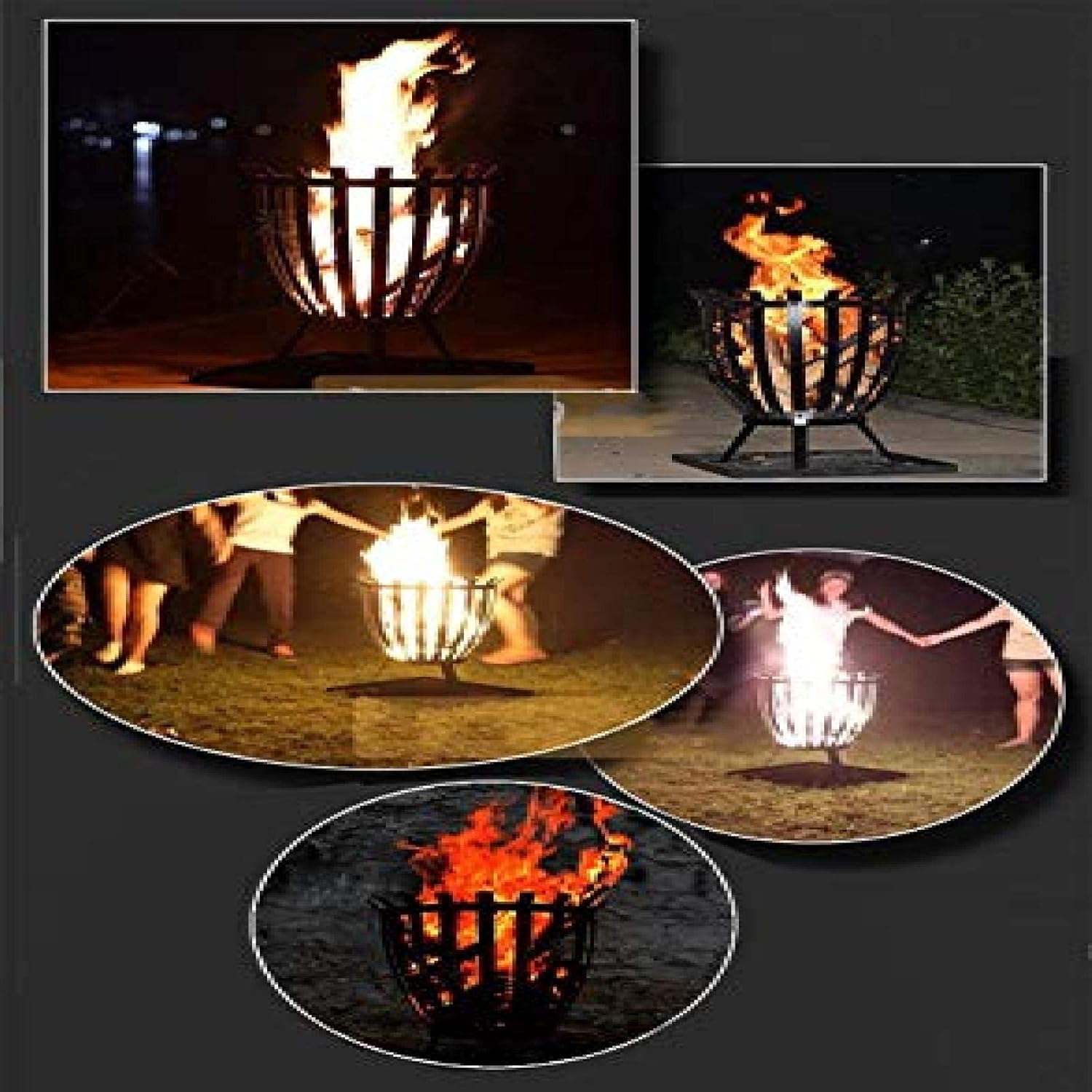 Fire Pit BBQ Grill Fire Bowl Portable Campfire Round Bonfire Winter Heater for Patio Backyard Garden Park Bonfire Pit Wood Burning Pit for Camping, Parties, Festivals