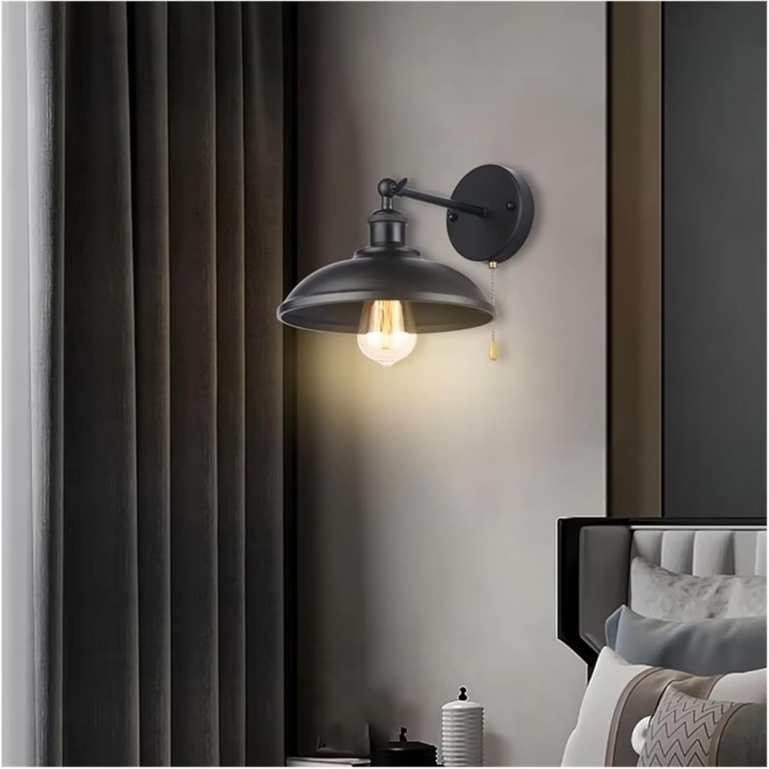 American Industrial Swing Arm Wall Lamp Hotel Restaurant Bedroom Bedside Iron Lighting Fixture,Contemporary