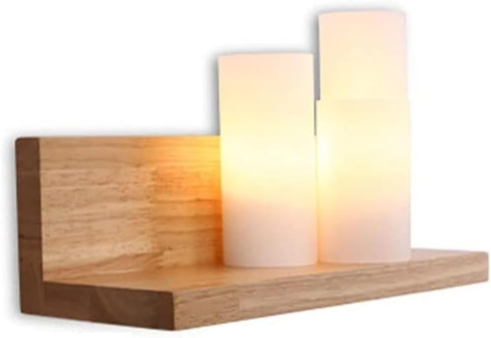 Nordic Simple Solid Wood Candle Wall Lamp Milk White Glass Lampshade Corridor Balcony Aisle Wall Sconce Lighting Fixture Study Bedroom Bedside LED Decorative Wall Lights