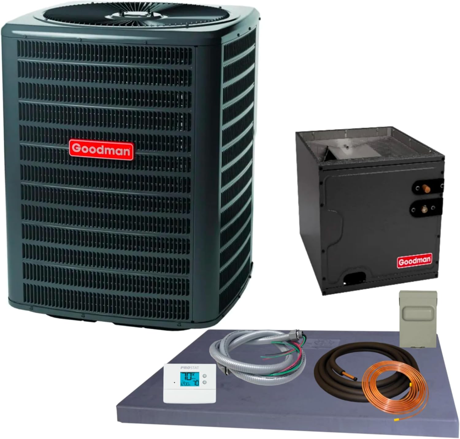 Goodman 2.5 ton 14.3 SEER2 Partial Split System with vertical coil with install accessories! (GLXS4BA3010 CAPTA3626C3)