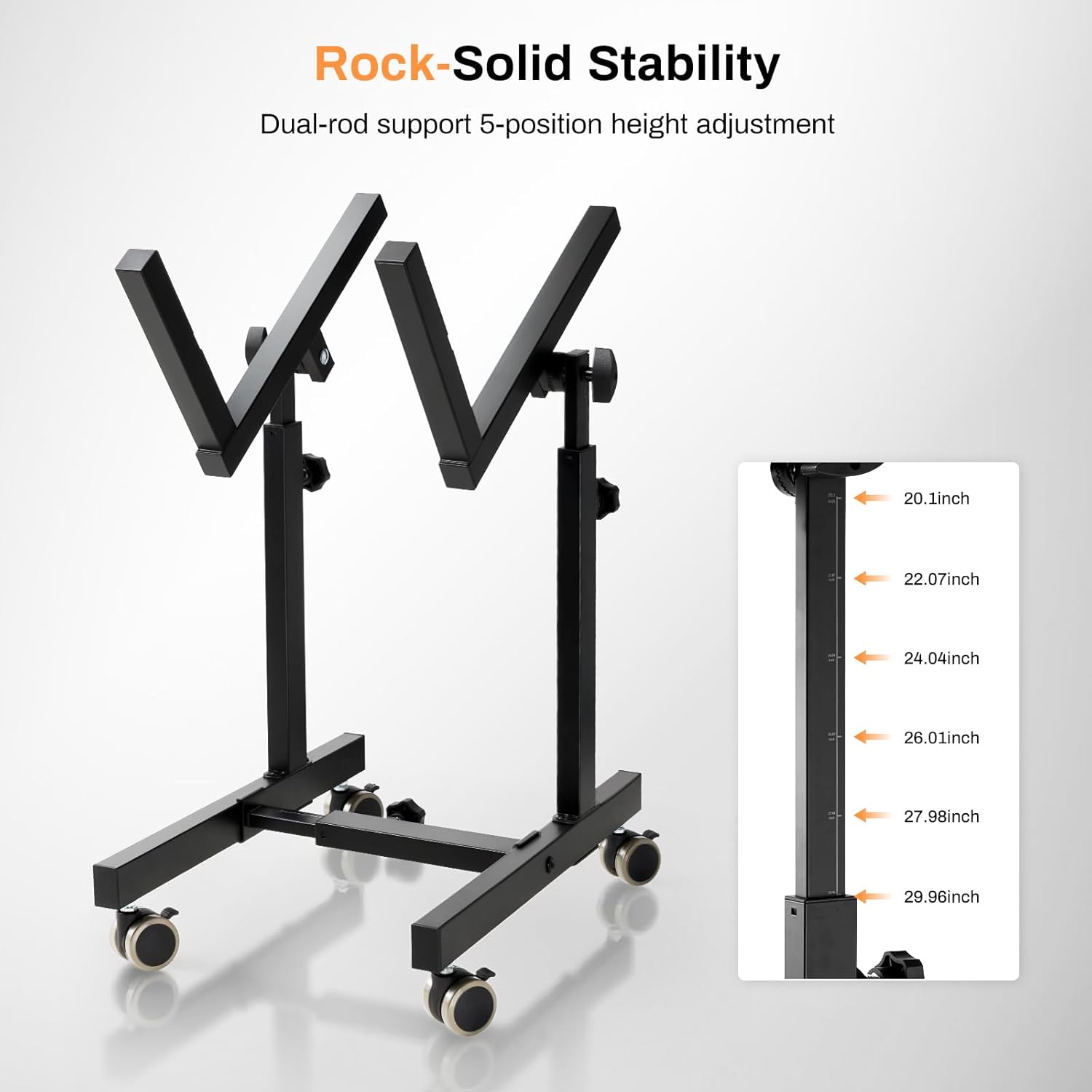 Vangoa Gear Tilt Guitar Amp Stand with 4 Locking Wheels 6 Height 4 Width Adjustable Mobile Amplifier Stand for Home Studio and Stage