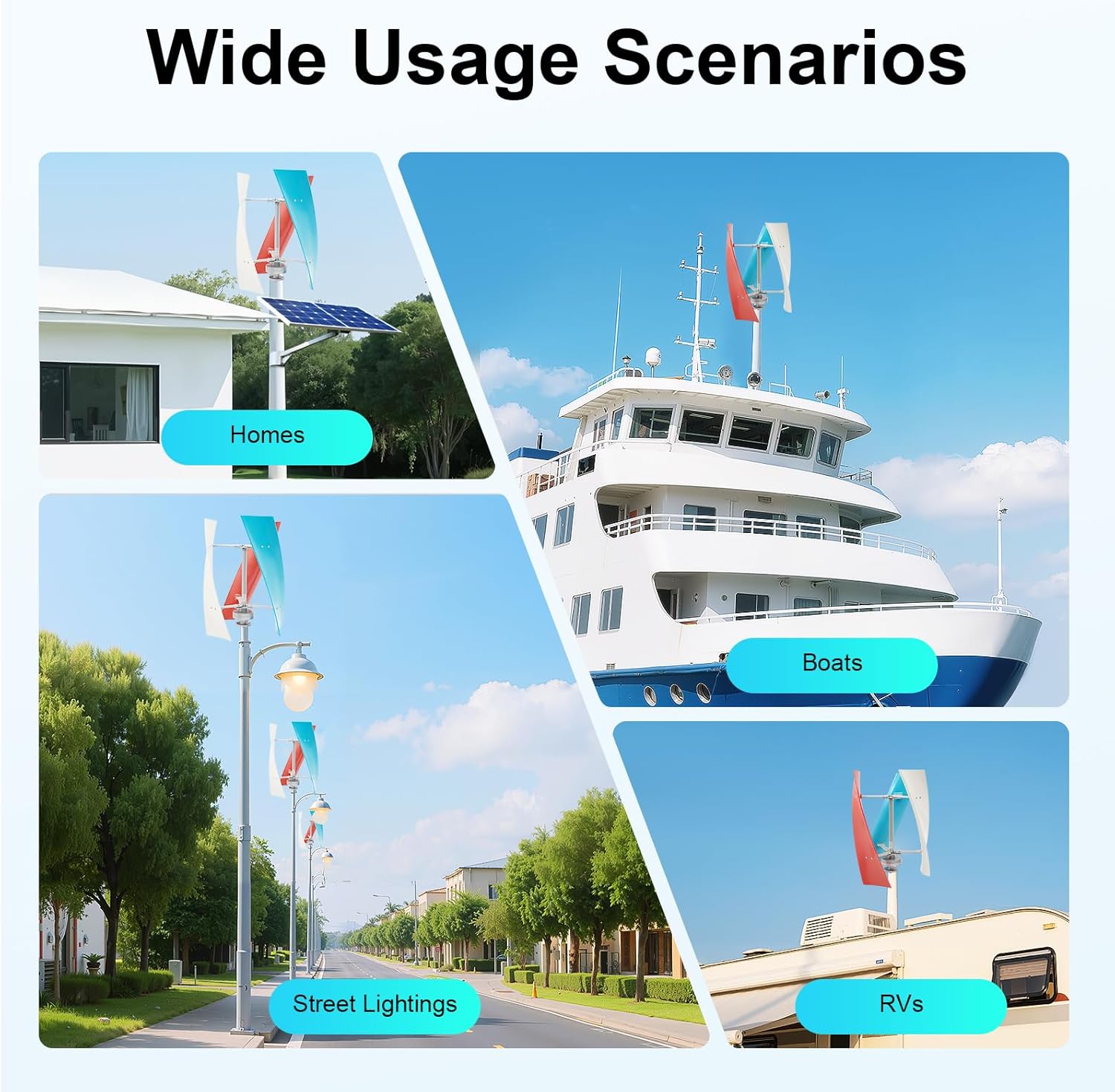 400W 12V Wind Turbine Generator Kit, 3-Blades Helix Wind Turbine Generator, Automatic Speed Regulation Vertical Axis Power Generator with Controller