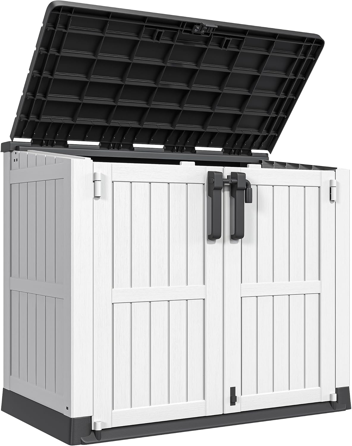 YITAHOME 36 cu ft Resin Outdoor Storage Shed, Weather-Resistant Horizontal Tool Shed, Waterproof Outdoor Storage with Lockable Doors & Air Vent for Trash Cans, Garden Tools (Light Gray)