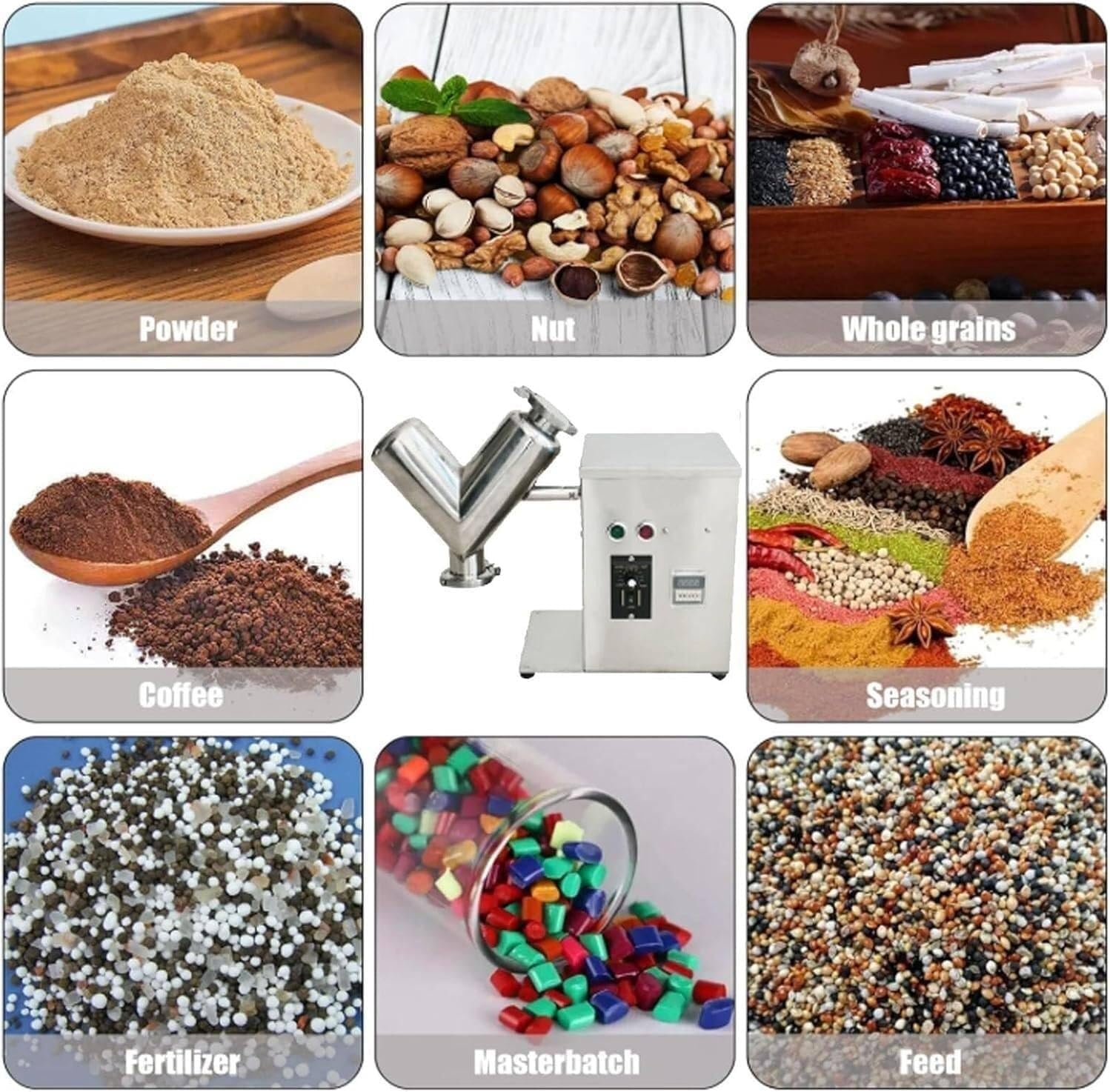 Feed Mixing Machine, 2L V-Type Dry Powder Mixer Particle Granule Blender, Adjustable Speed, for Feed, Medicinal Powder