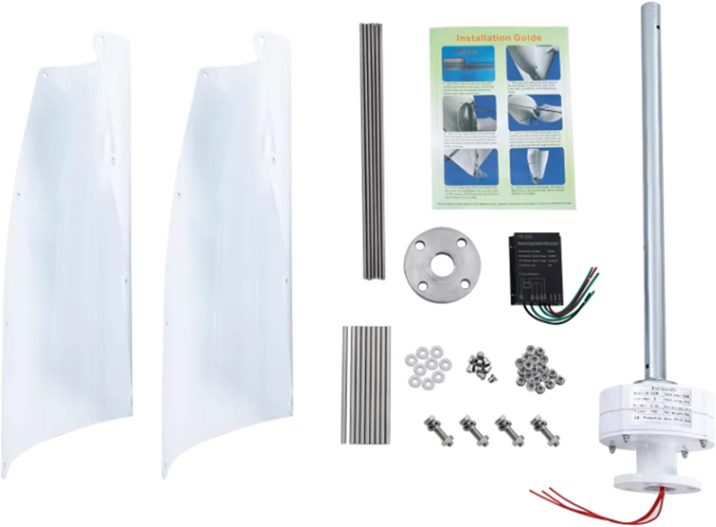 Noiseless Vertical Wind Turbine Generator Kit,14000W 2 Blades Wind Turbines Generator with MPPT Controller Kit for Home (12V 24V 48V),220v