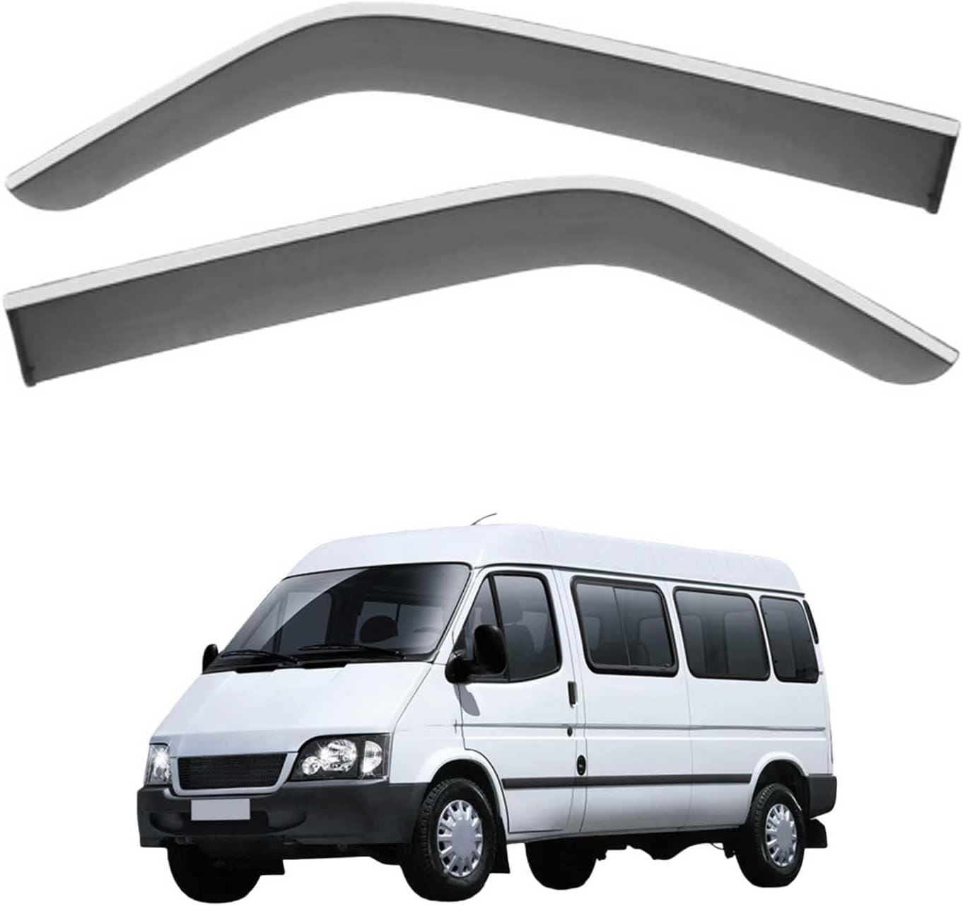 Window Deflectors for Ford Transit TS MK2 1987+, Sun Rain Guard Window Visors Vent Shades with Bright Stripes Car Accessories
