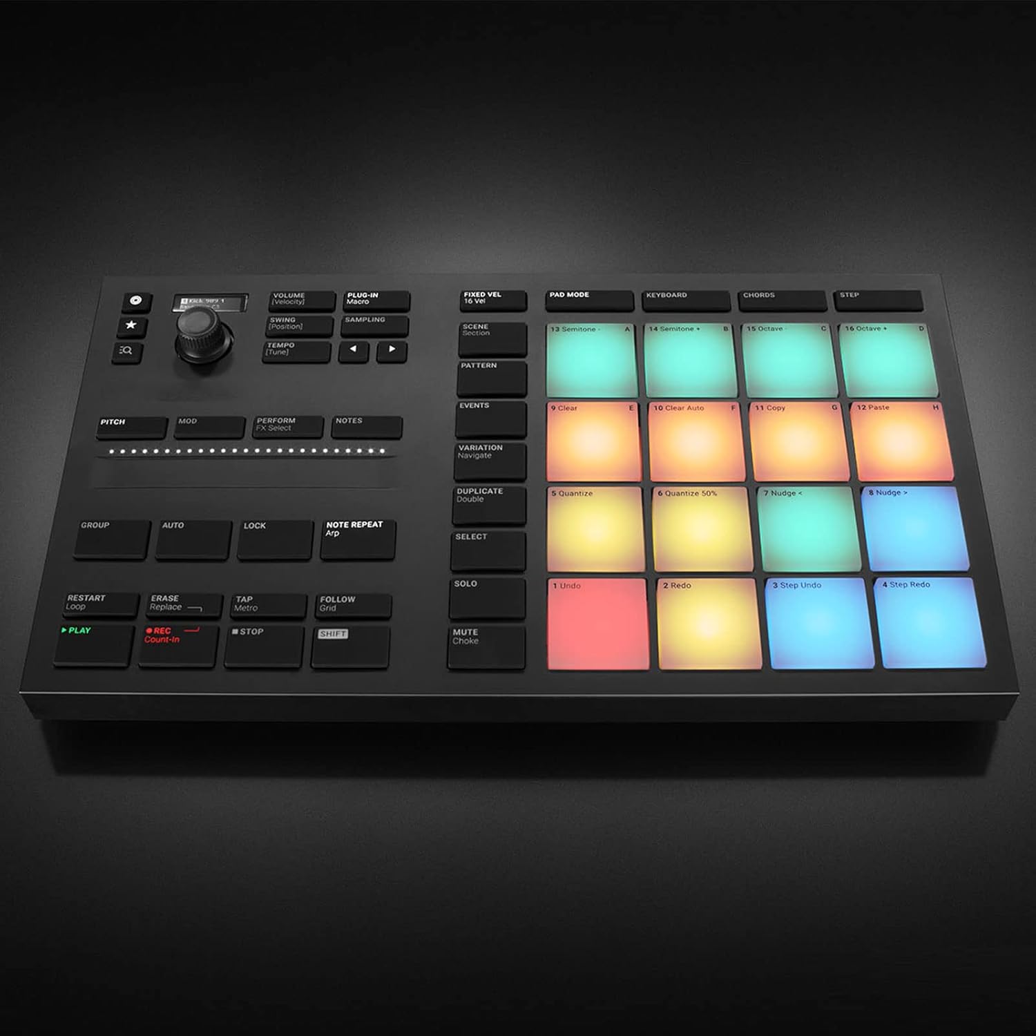 DJ Electronic Drum Machine Pad Controller Multi-Function Equipment with USB Connectivity, Customizable Sounds, 16 Pads, Black