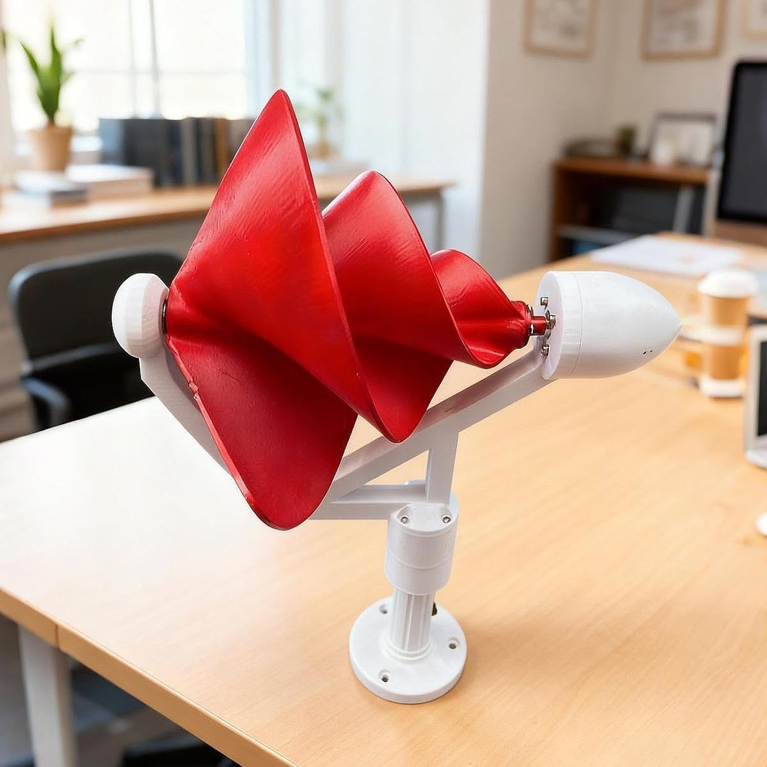 Wind Generator Spiral Vertical Wind Generator Three-Phase Brushless Motor PP for Workshop, Terrace, Garden, Red