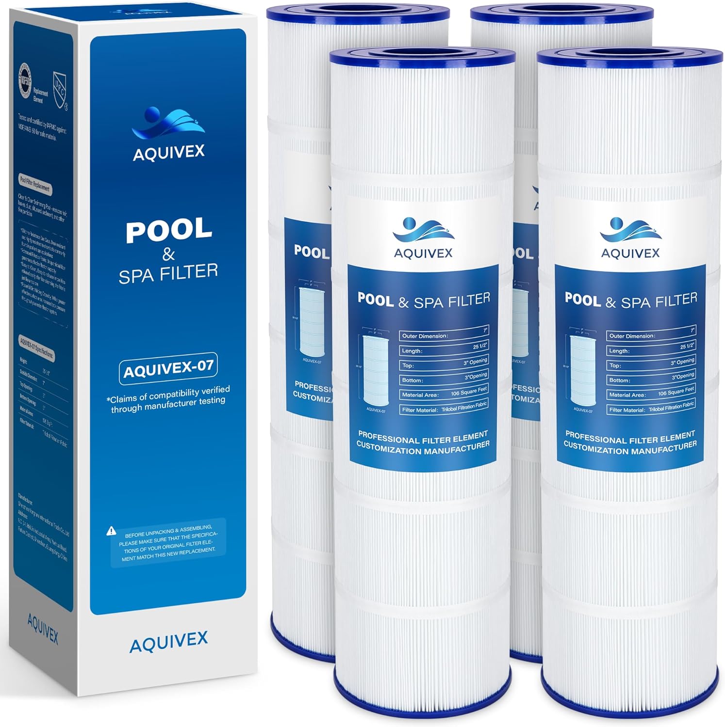 C4030 Pool Filter Cartridges, 4-Pack – Fully Compatible with Hayward SwimClear C4000 / C4020 / C4025 / C4030, CX880XRE, Unicel C-7488, Pleatco PA106, and Filbur FC-1226 Filters