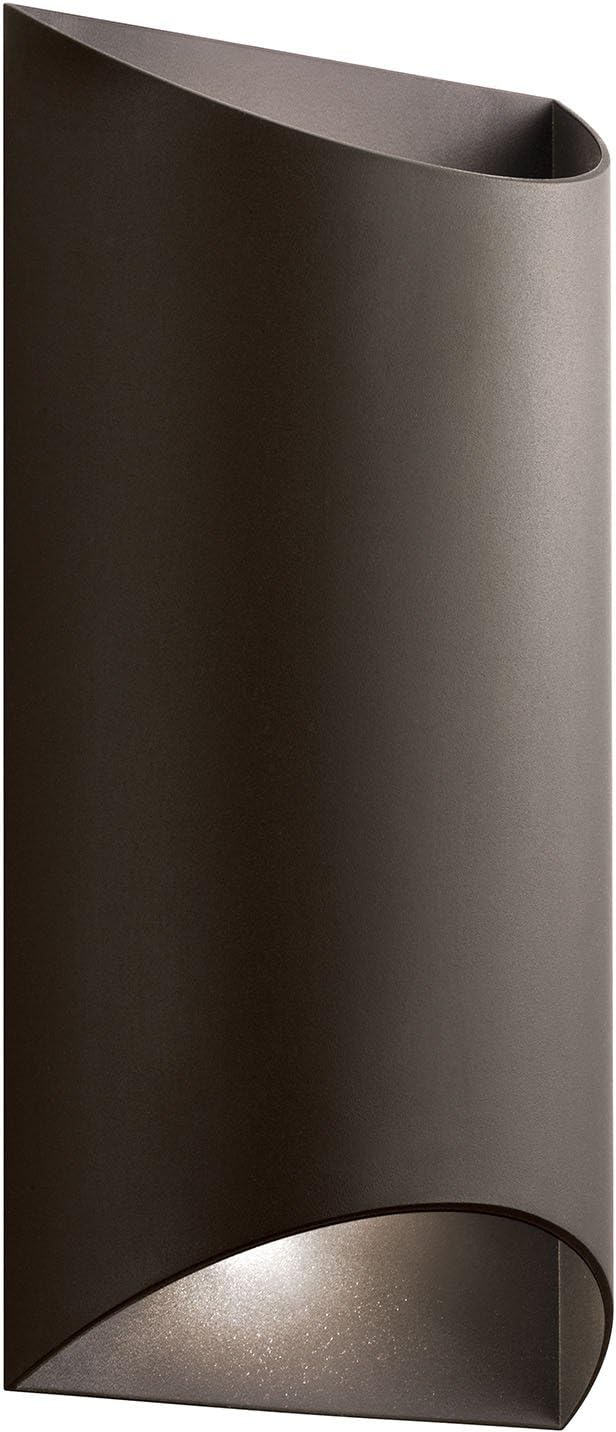 Kichler Wesley 14” LED Outdoor Wall Light in Textured Architectural Bronze, 2-Light Modern Lighting Fixture, 49279AZTLED