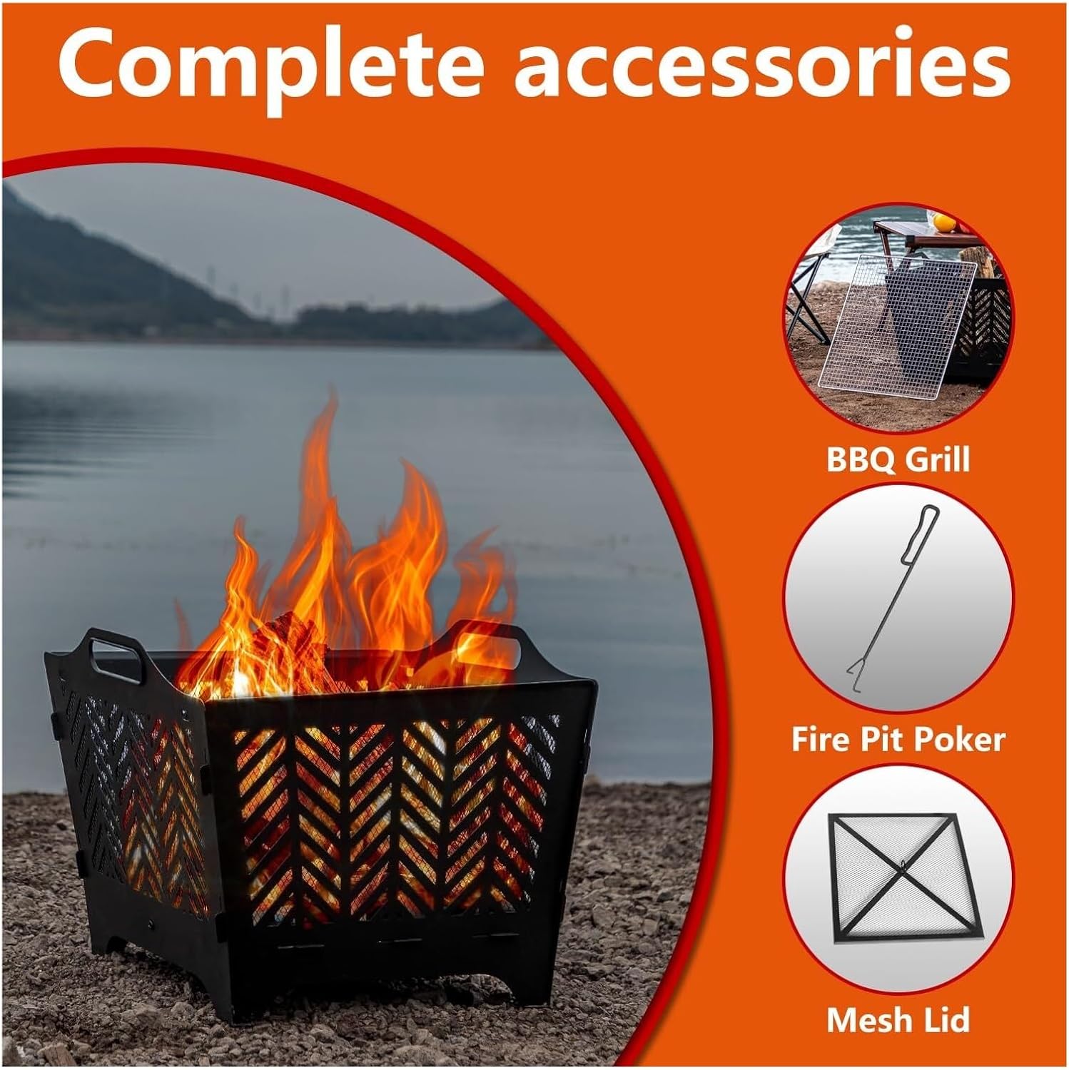 20 Inch Portable Fire Pit for Outside with Grill and Storage Bag, Wood Burning Firepit with Poker and Spark Screen for Patio, Yard, Camping, and Outdoor Gatherings