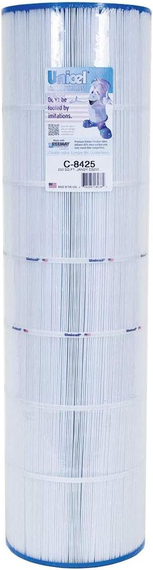 Unicel C-8425 200 Square Foot Media Replacement Pool Filter Cartridge with 250 Pleats, Compatible with Jandy
