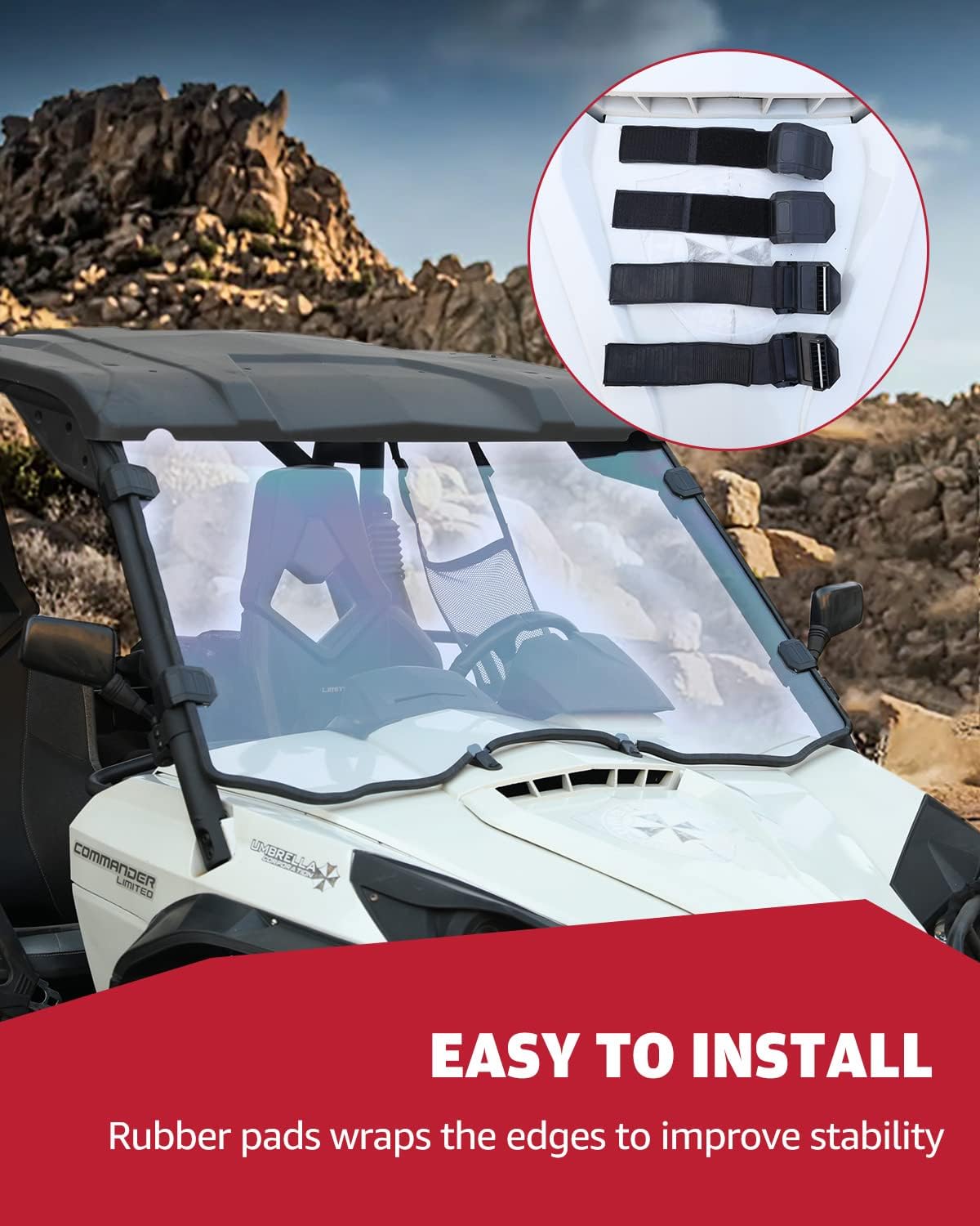 A & UTV PRO Front Full Windshield for 2011-2020 Can Am Commander 800/1000 / MAX Window Accessories, Clear Tough Windscreen, Hard Coated Polycarbonate Construction |250x Stronger Than Glass