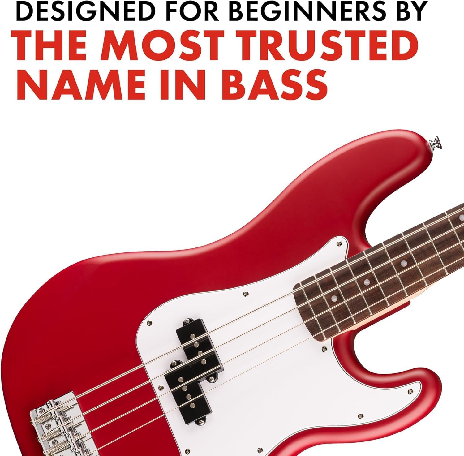 Fender Squier Debut Series Precision Bass Guitar, Beginner Electric Bass, Dakota Red with Matte Finish, Includes Gig Bag, Mini Amp, and 10ft Cable