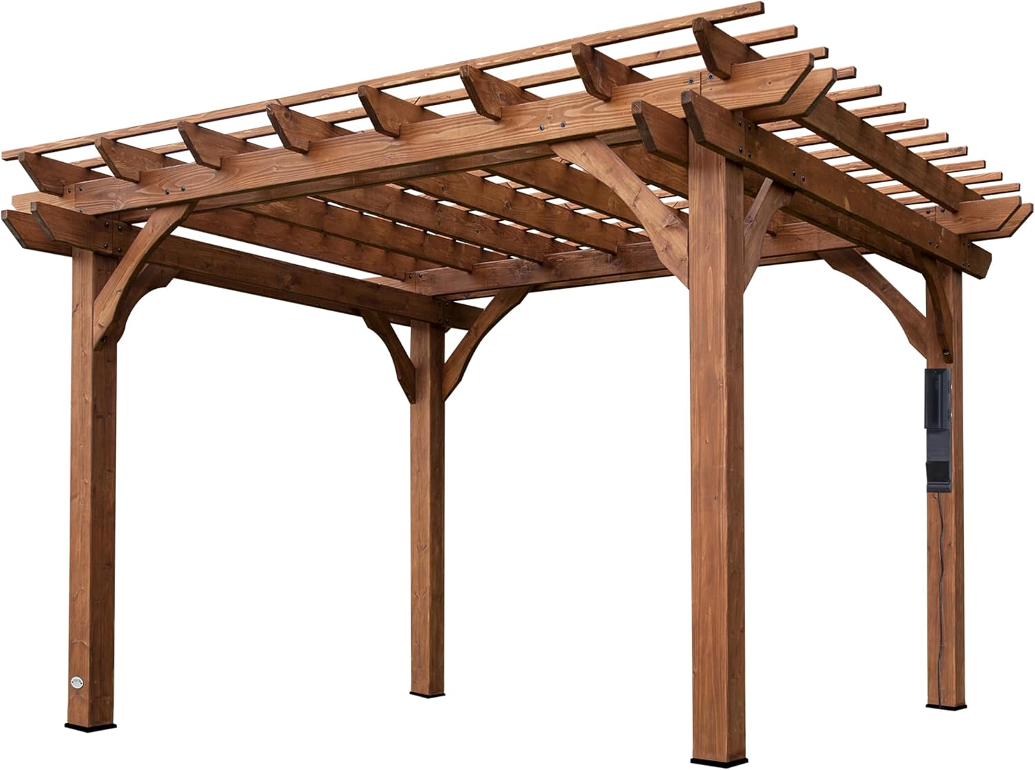 Backyard Discovery Beaumont 12' x 10' Traditional Cedar Wood Pergola Kit with Trellis Roof, All-Season Durability, High-Wind Rating, PowerPort, Shade for Outdoor Patio, Deck, Garden, and Entertaining