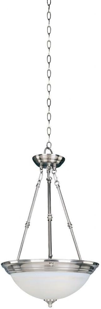 Maxim Essentials 584X 3 Light Large Pendant with Satin Nickel Finish and Marble Glass