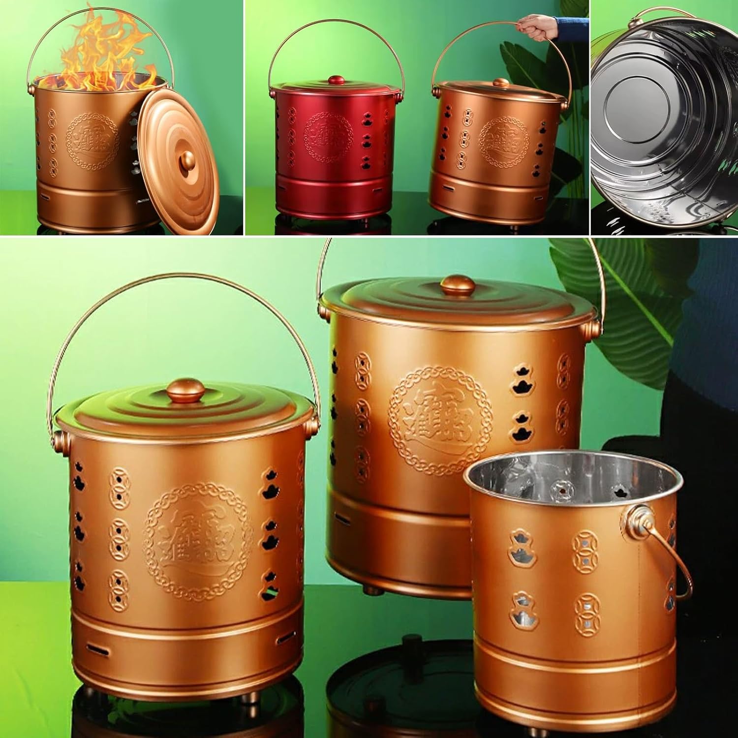 Stainless Steel Paper Burn Bucket, Burn Can for Paper, Incinerator for Garden Leaf Wood Trash Backyard Bonfire
