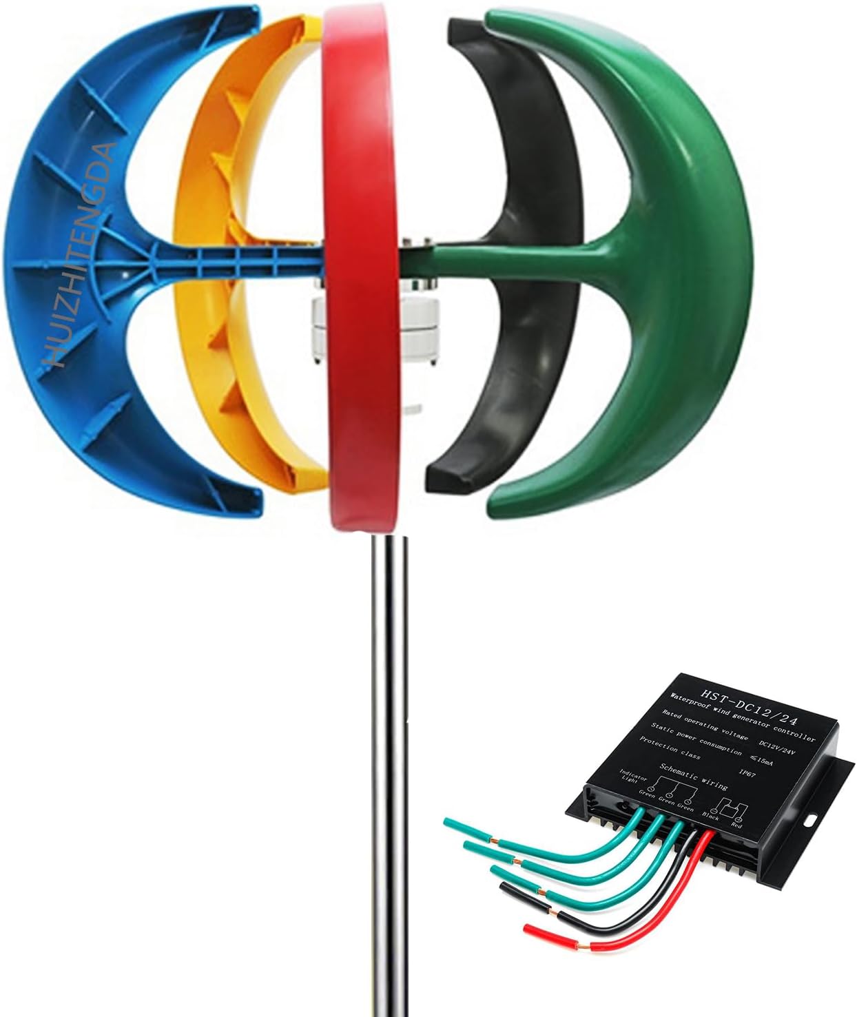 16000W 12V/24V/48V Vertical Maglev Wind Turbine Generator, with Controller MPPT for Marine, Windmill Generator Suit for Hybrid Solar Wind System