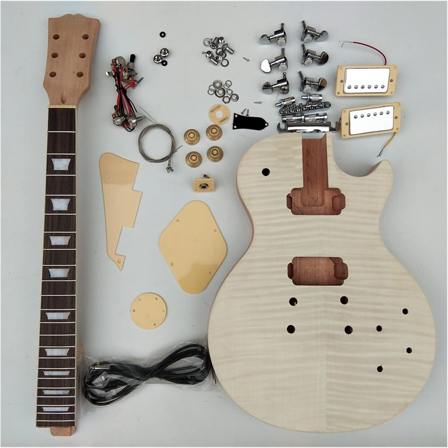 DIY Electric Guitar Kit Unfinished Unpainted Electric Guitar Body and Neck Including All Hardware